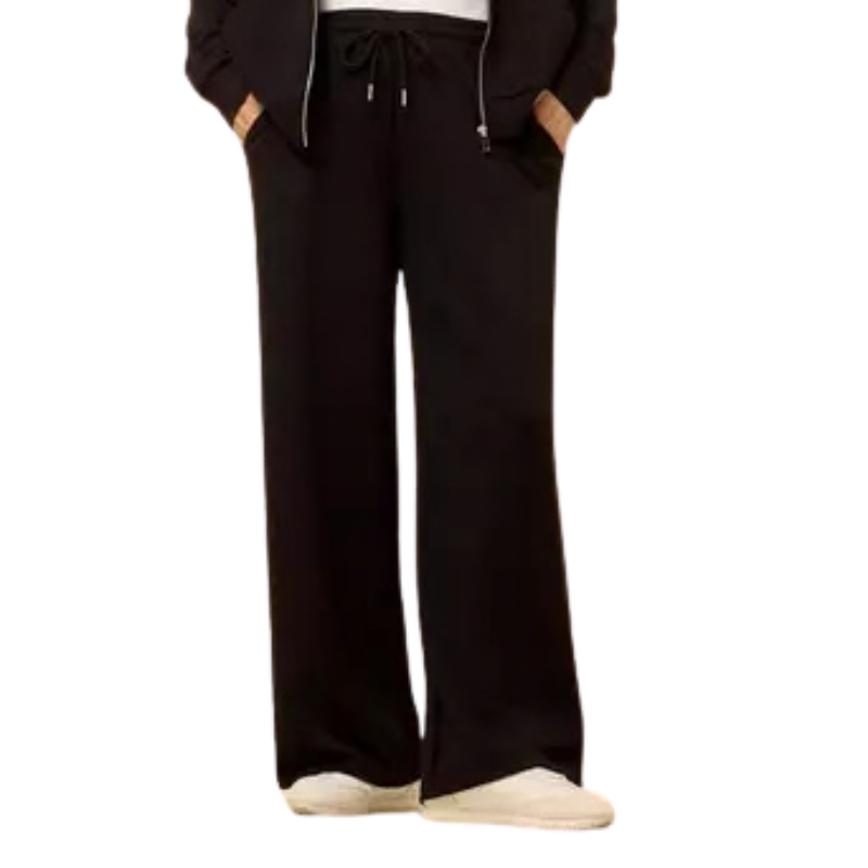 Women's Black Mid-Rise Wide-Leg Drawstring Palazzo Pants