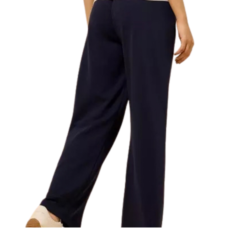 Women's Navy Blue Mid-Rise Wide-Leg Pants
