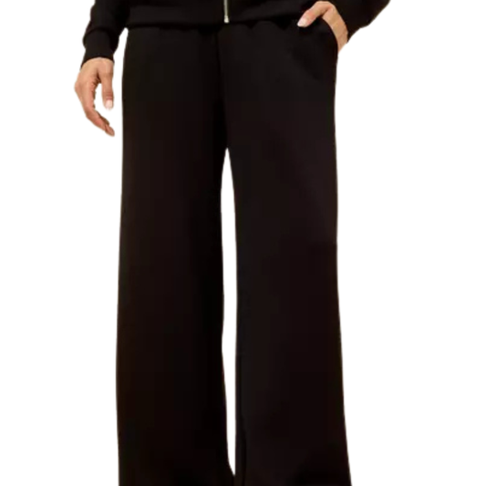 Women's Black Mid-Rise Wide-Leg Drawstring Palazzo Pants