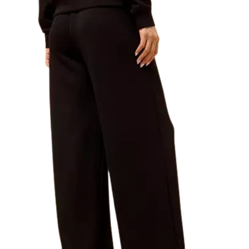 Women's Black Mid-Rise Wide-Leg Drawstring Palazzo Pants