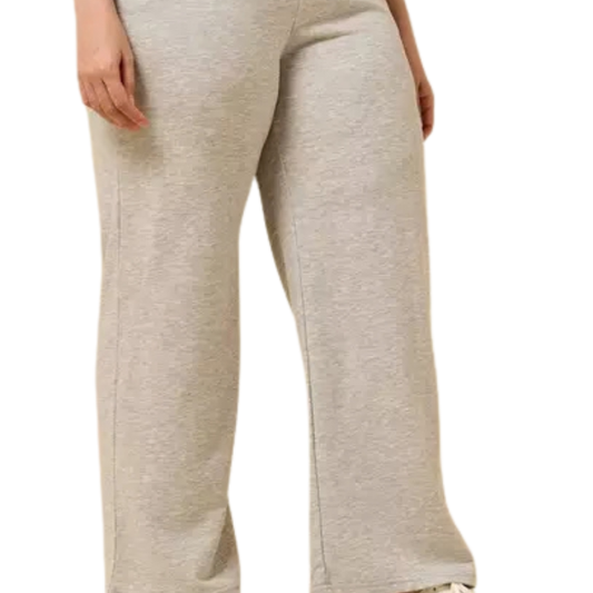 Women's Grey Mid-Rise Wide-Leg Drawstring Track Pants