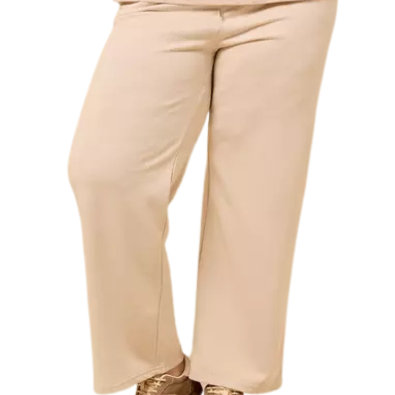 Women's Beige Mid-Rise Wide-Leg Pants