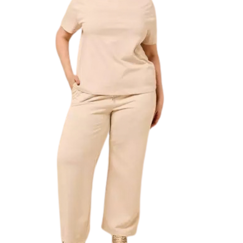 Women's Beige Mid-Rise Wide-Leg Pants