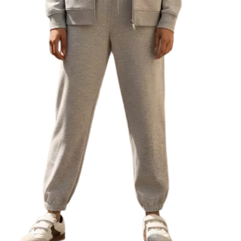 Women's Beige Mid-Rise Cuffed Terry Jogger Pants